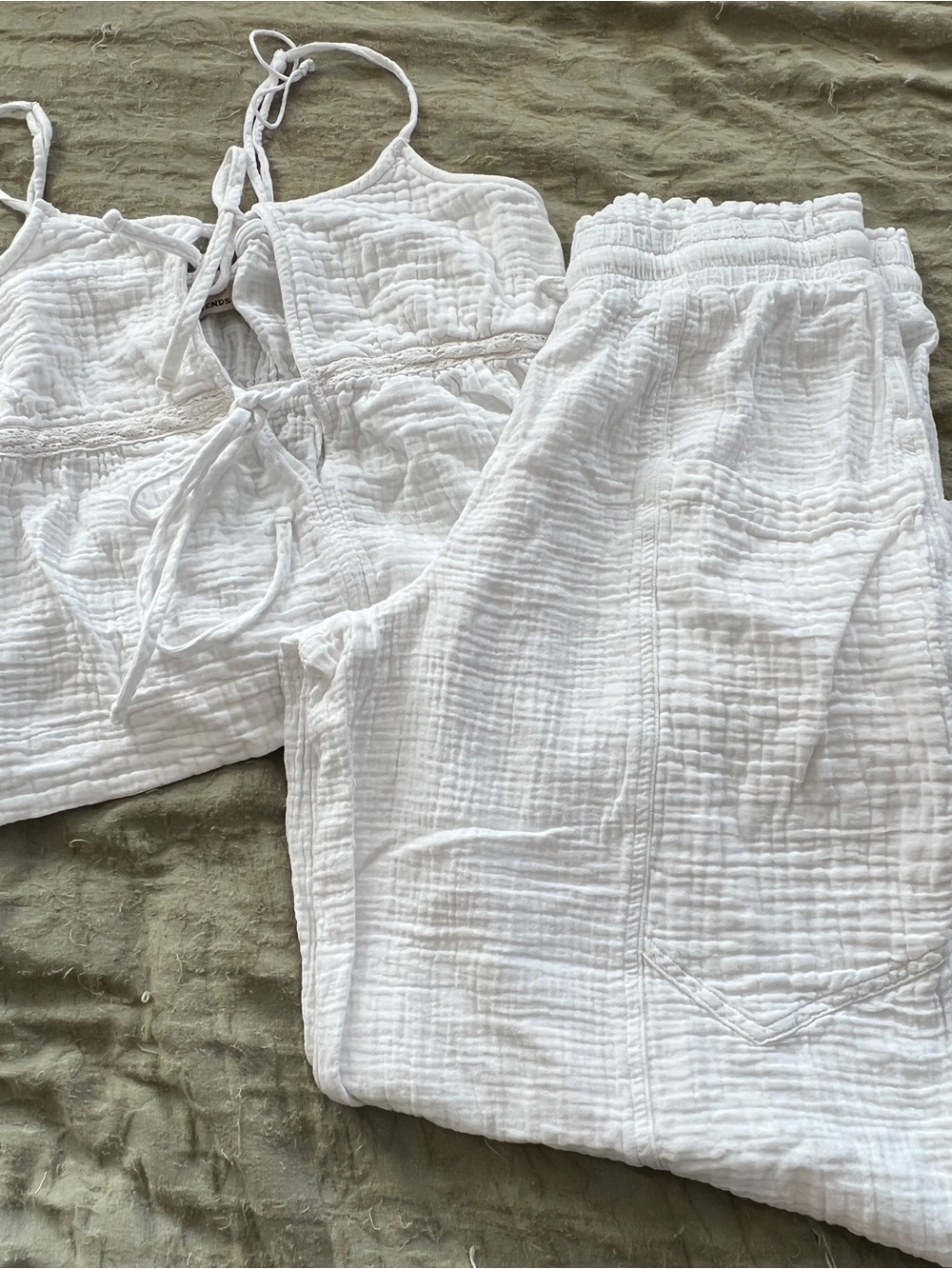 Love Trends Lightweight White Resortwear Summer Beach Outfit Size L 100% Cotton